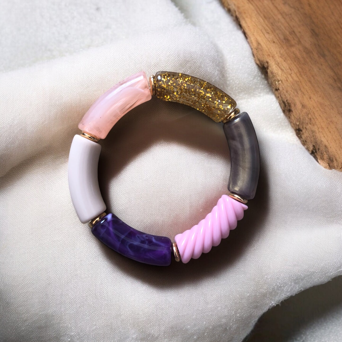 Bracelet tube ton violet et rose