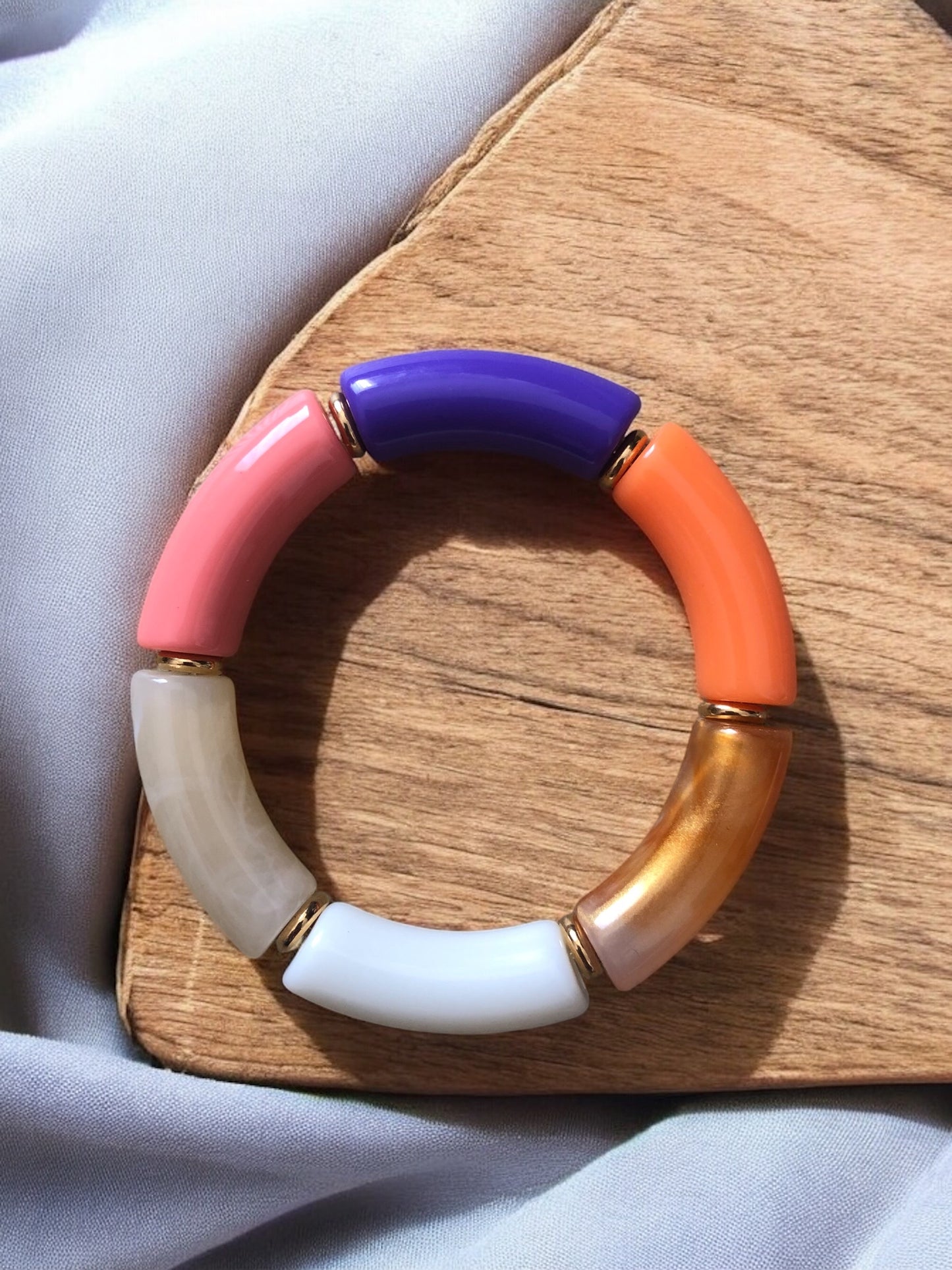 Bracelet tube ton violet jaune orange