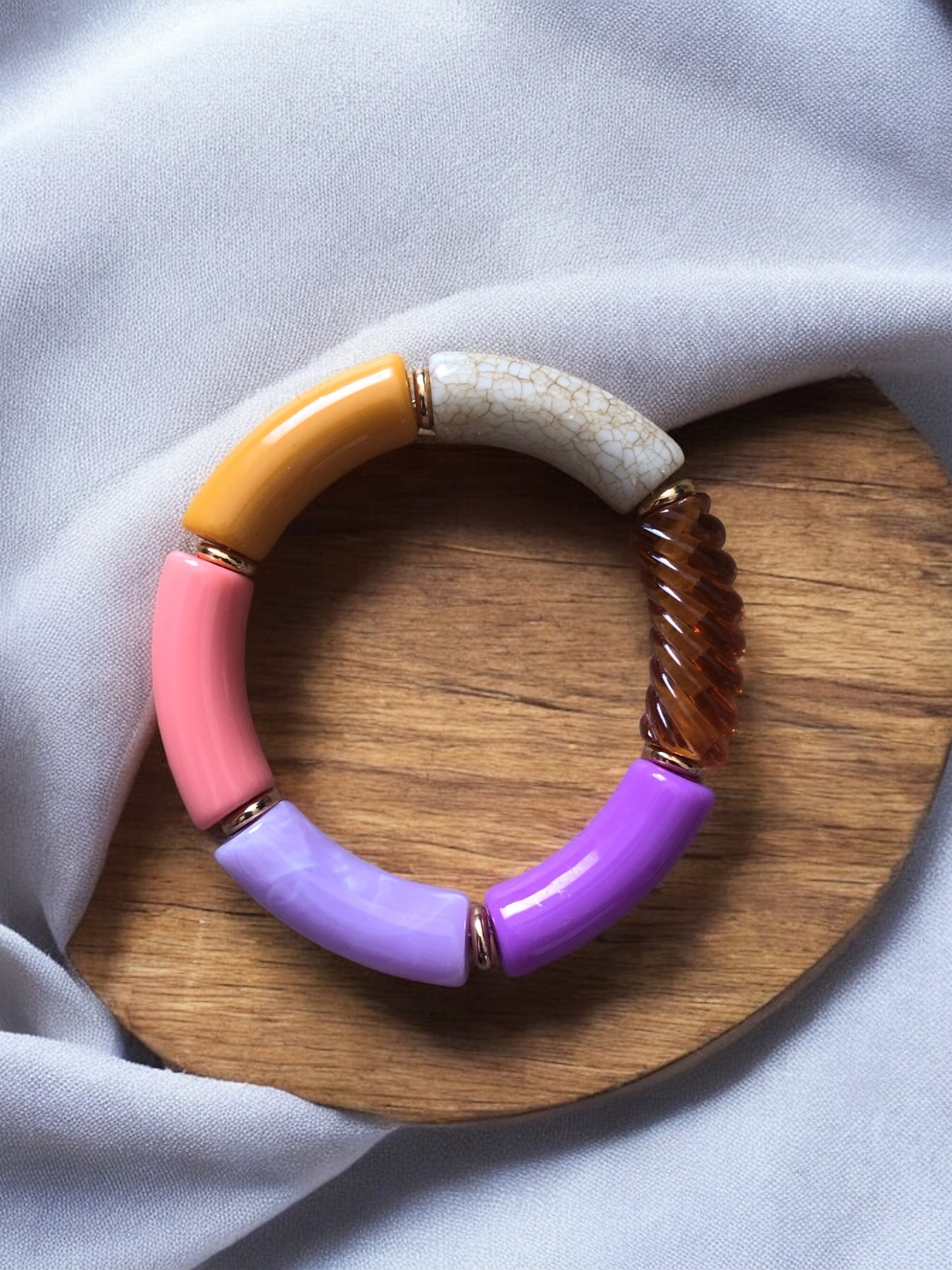 Bracelet tube ton violet jaune orange