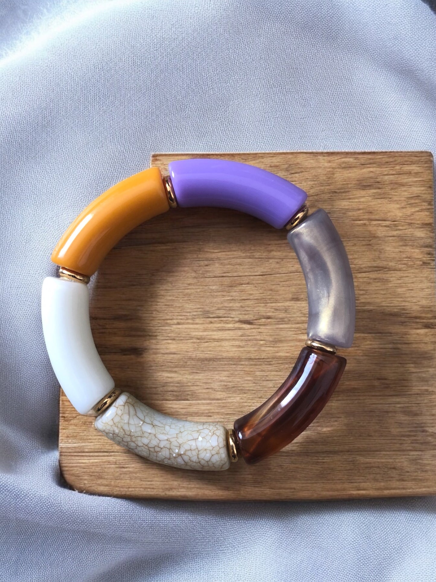 Bracelet tube ton violet jaune orange