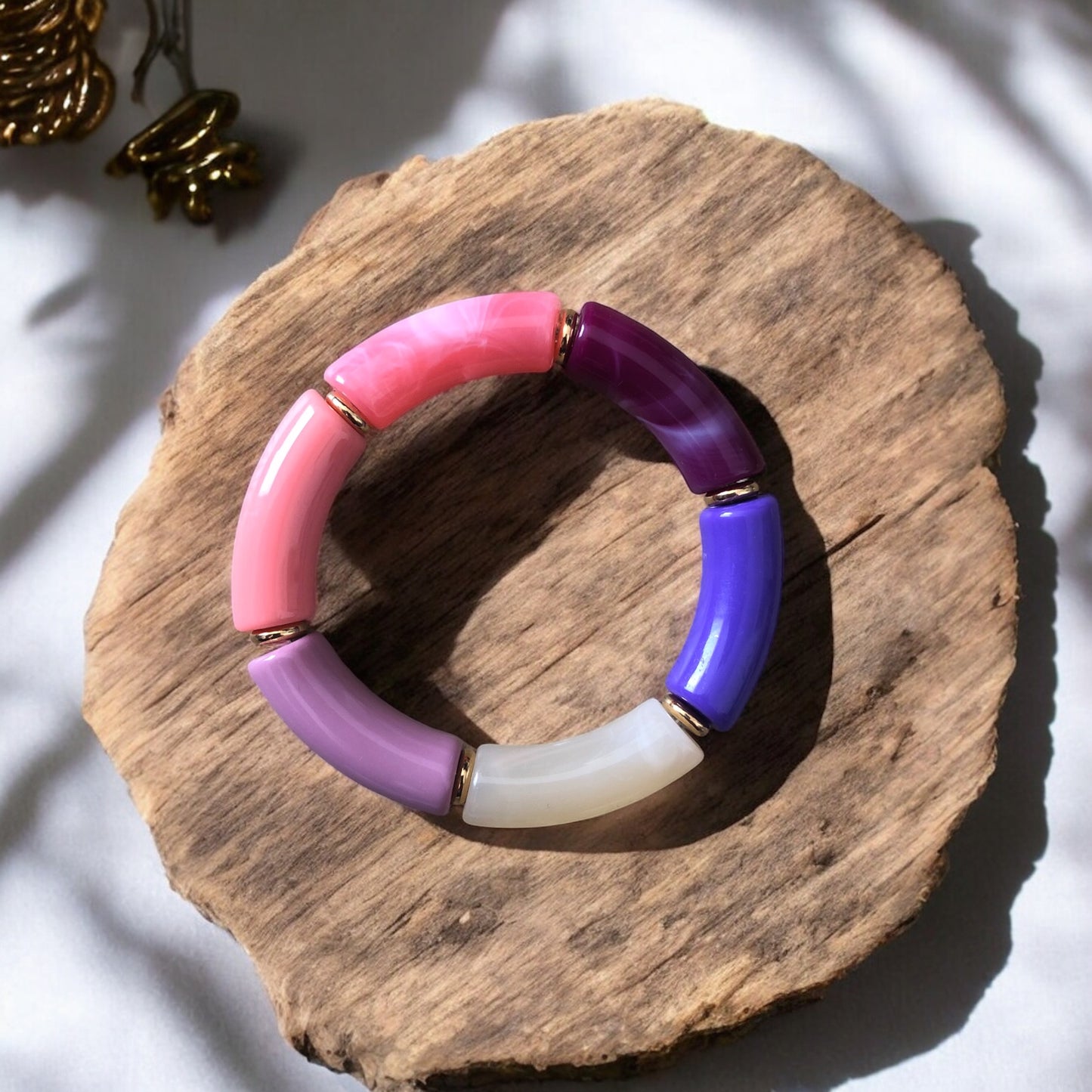 Bracelet tube ton violet et rose