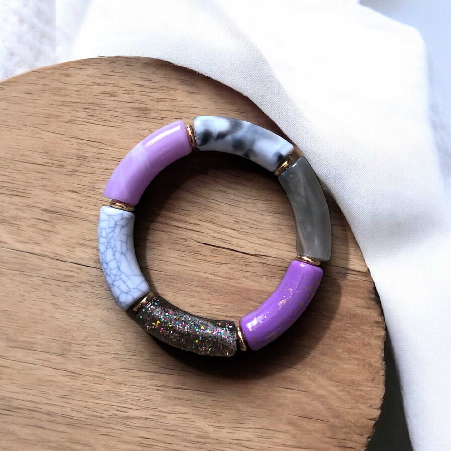 Bracelet tube ton violet bleu et gris