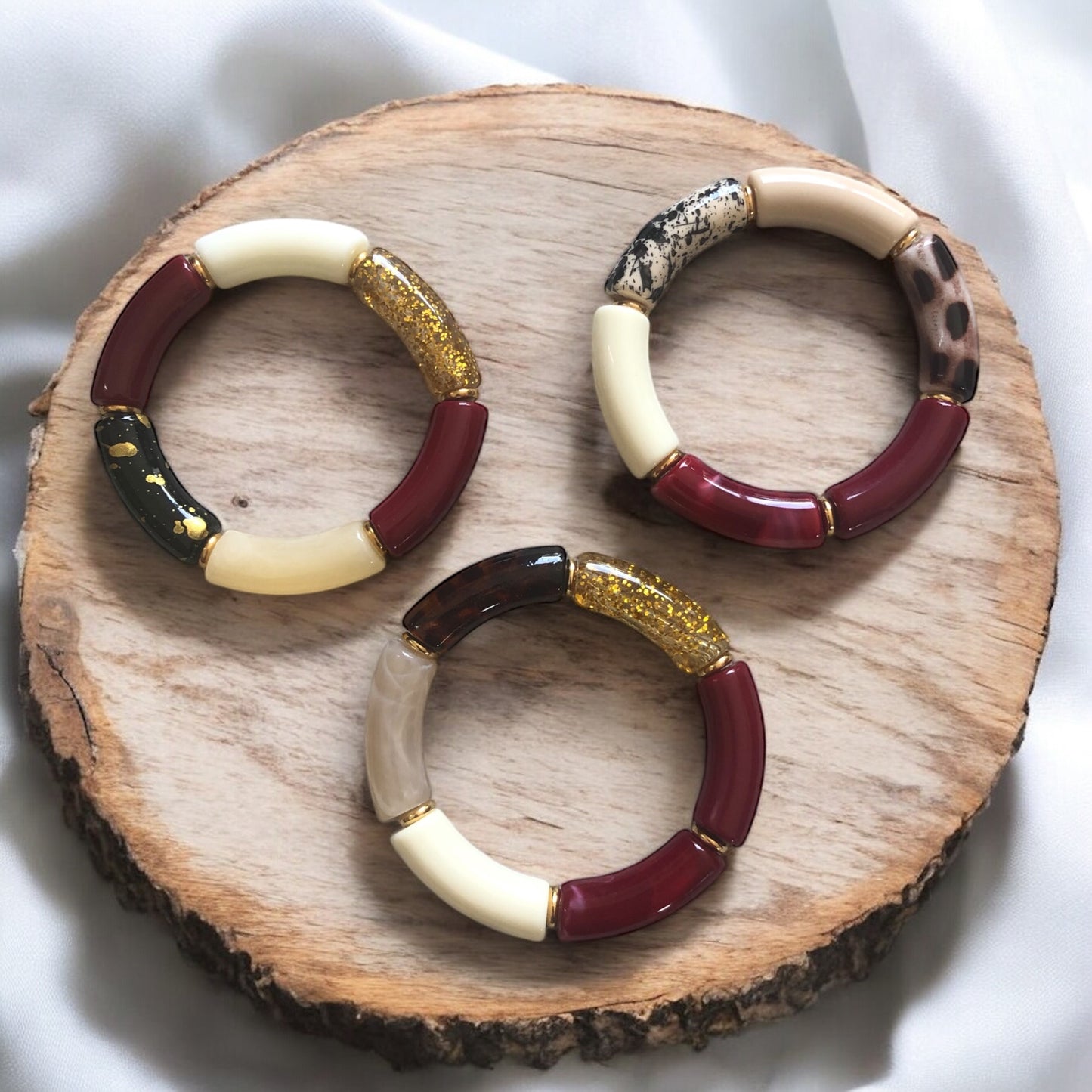 Bracelet tube Ton bordeaux