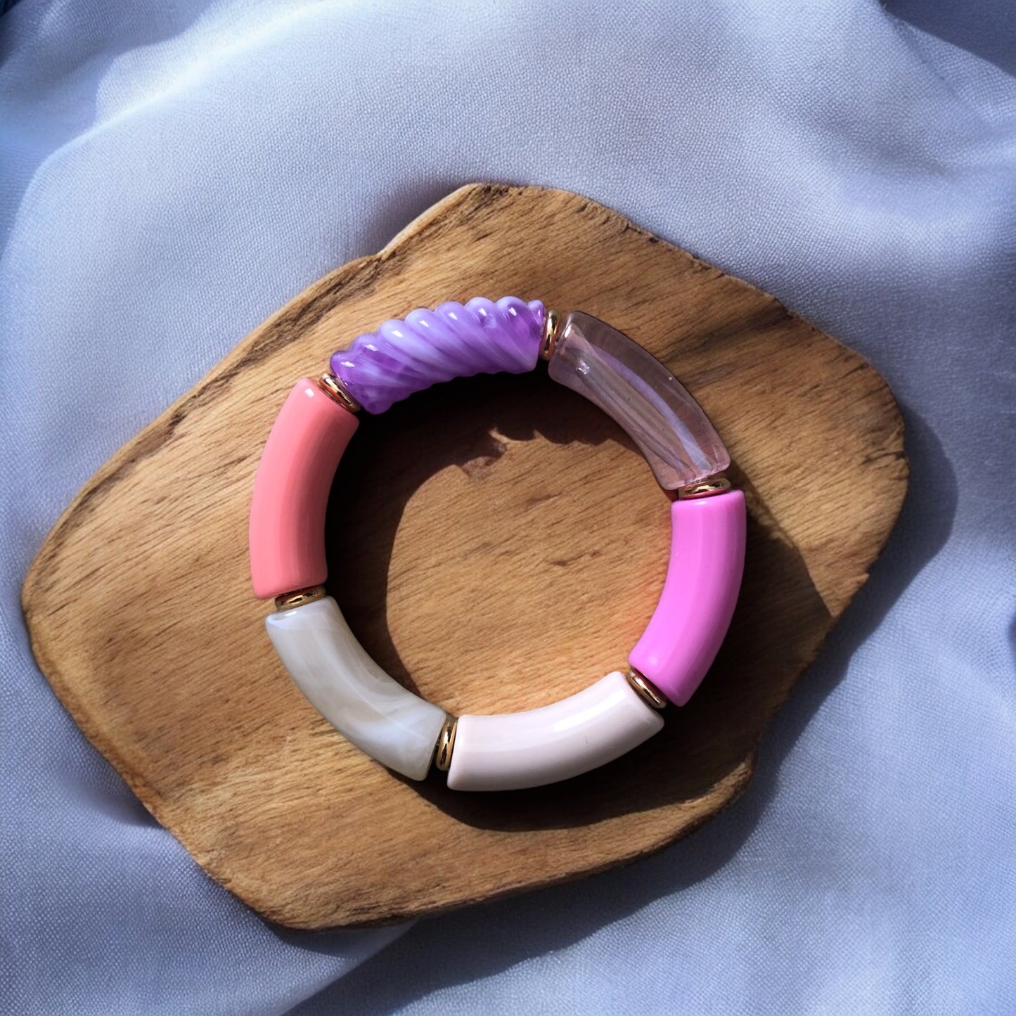 Bracelet tube ton violet et rose