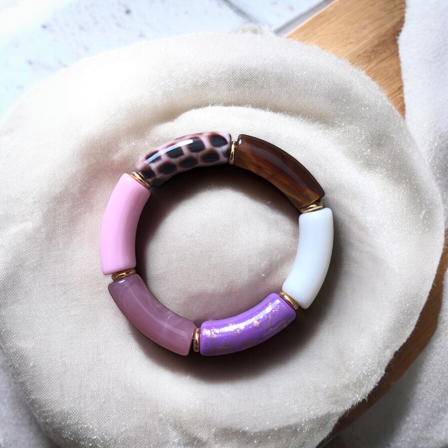 Bracelet tube ton violet et rose