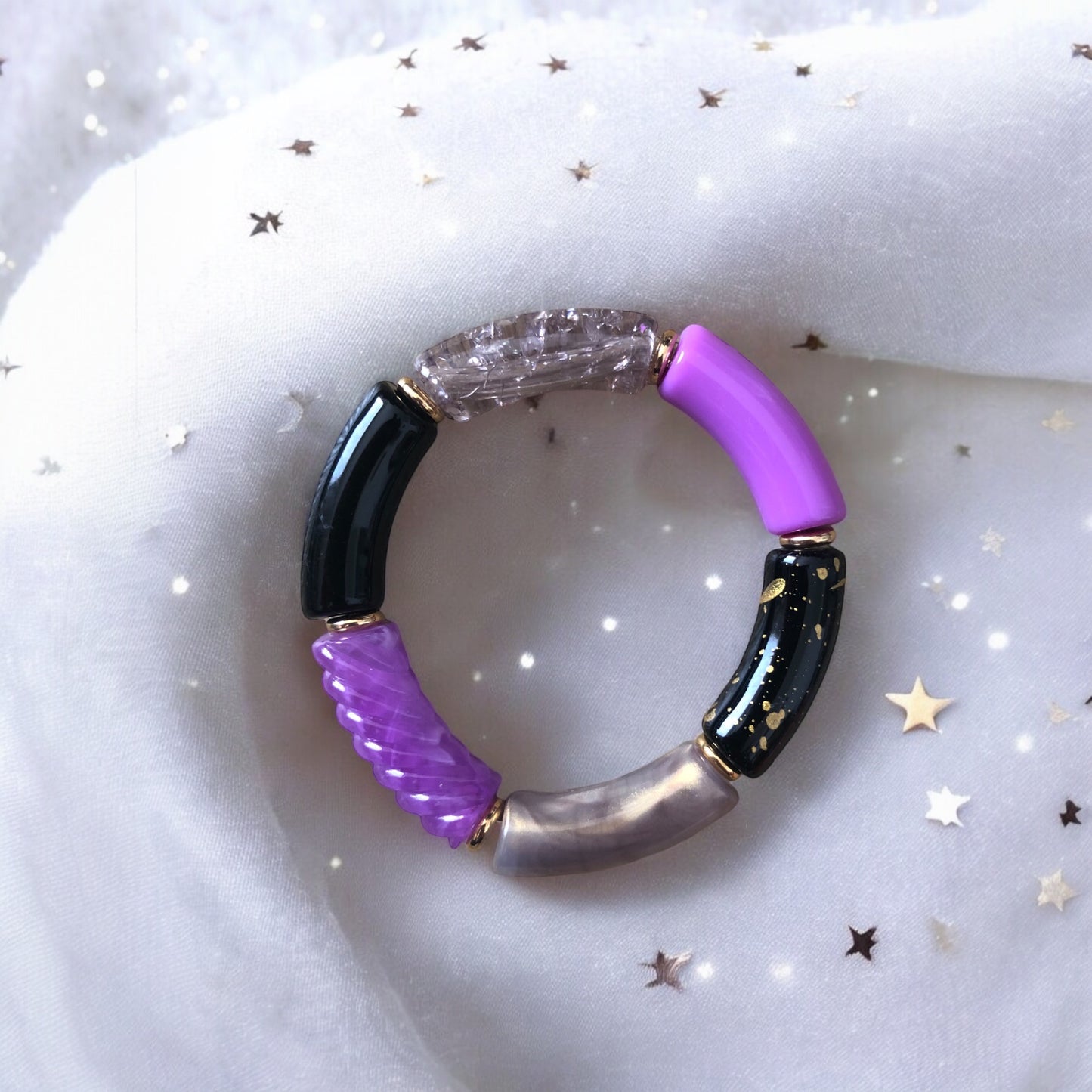 Bracelet tube ton violet bleu et gris