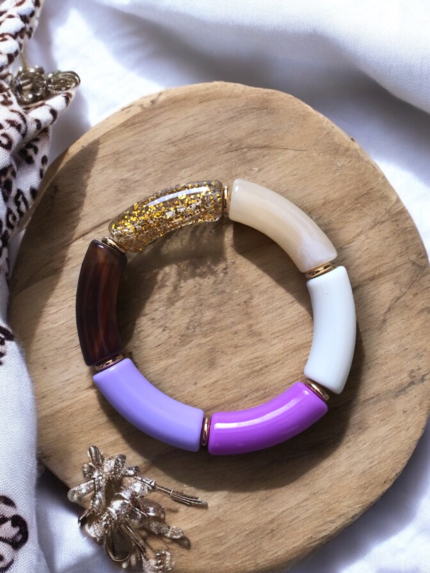 Bracelet tube ton violet jaune orange